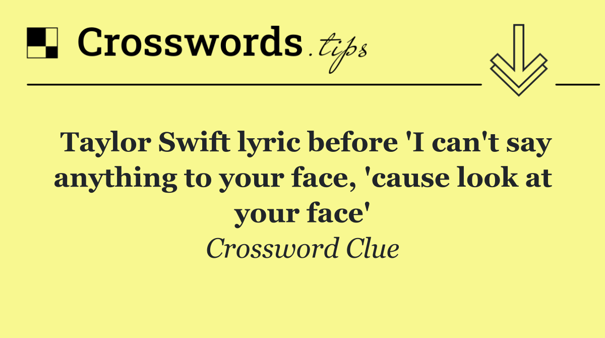 Taylor Swift lyric before 'I can't say anything to your face, 'cause look at your face'