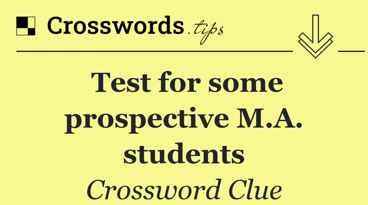 Test for some prospective M.A. students