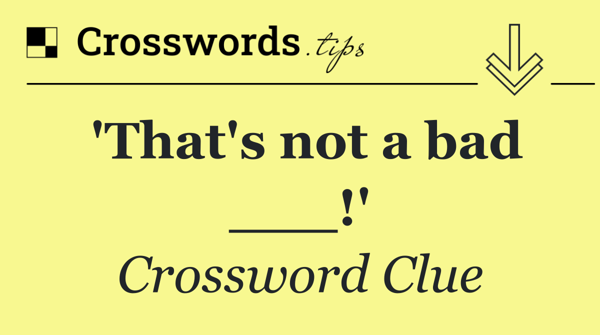 'That's not a bad ___!'