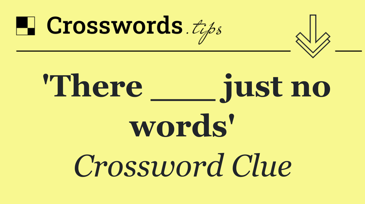 'There ___ just no words'