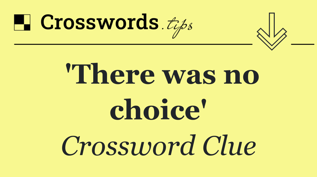 'There was no choice'