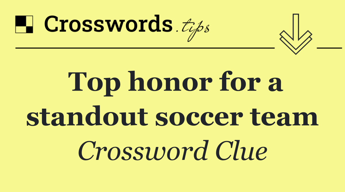 Top honor for a standout soccer team