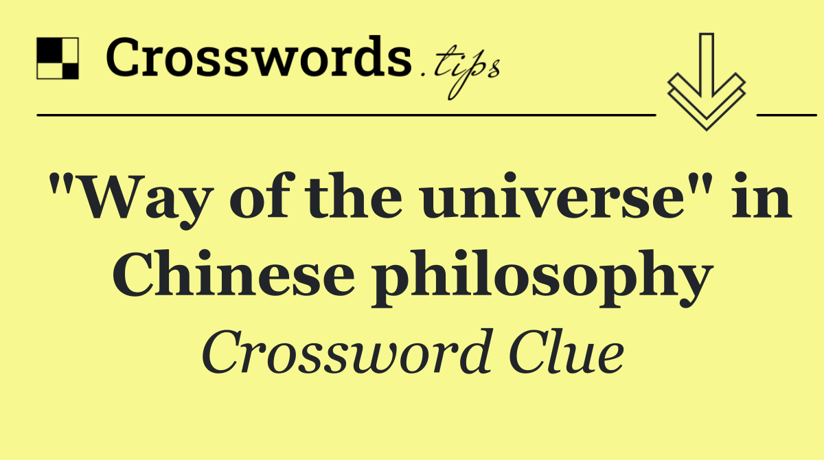 "Way of the universe" in Chinese philosophy