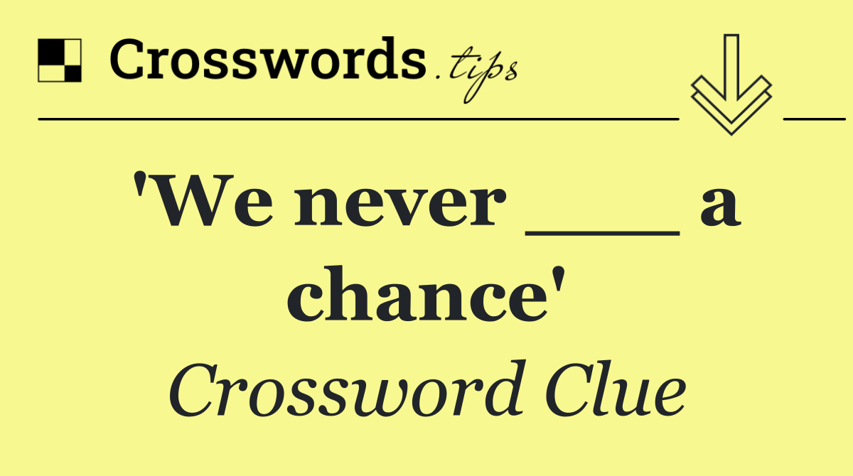 'We never ___ a chance'