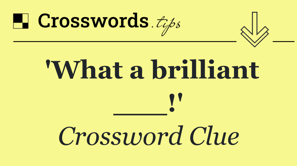 'What a brilliant ___!'