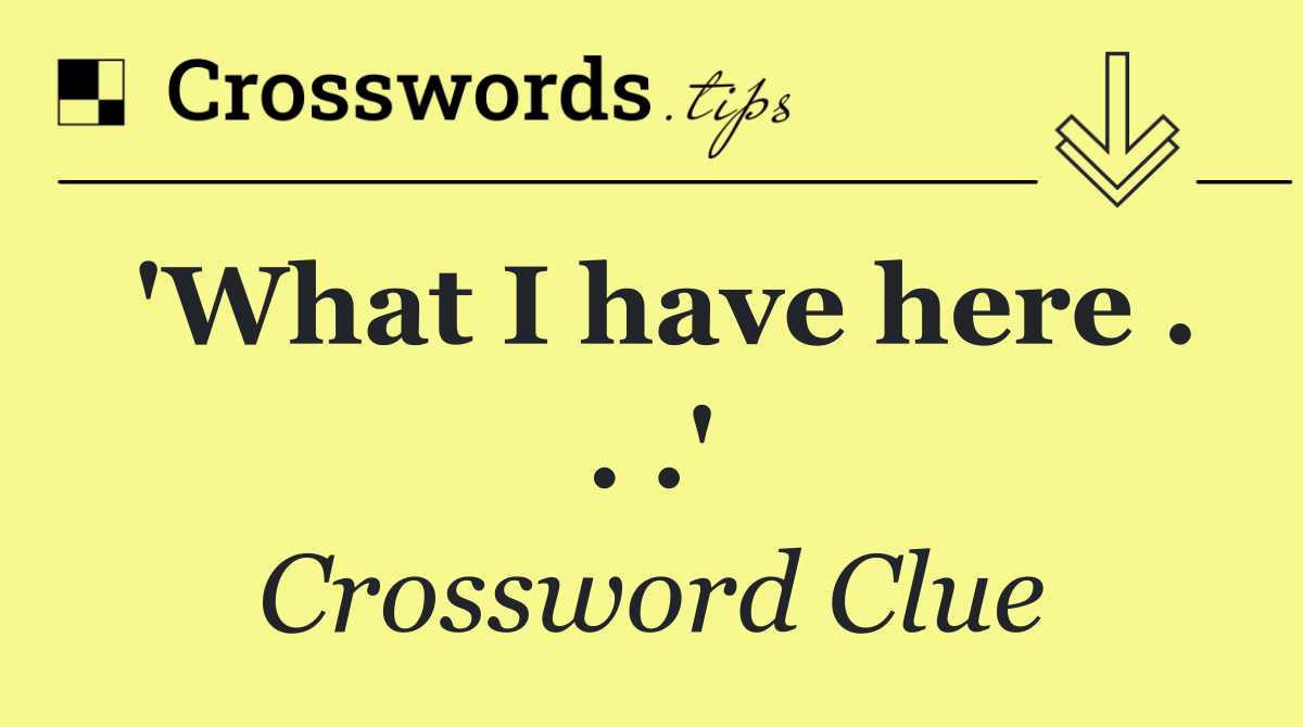 'What I have here . . .'