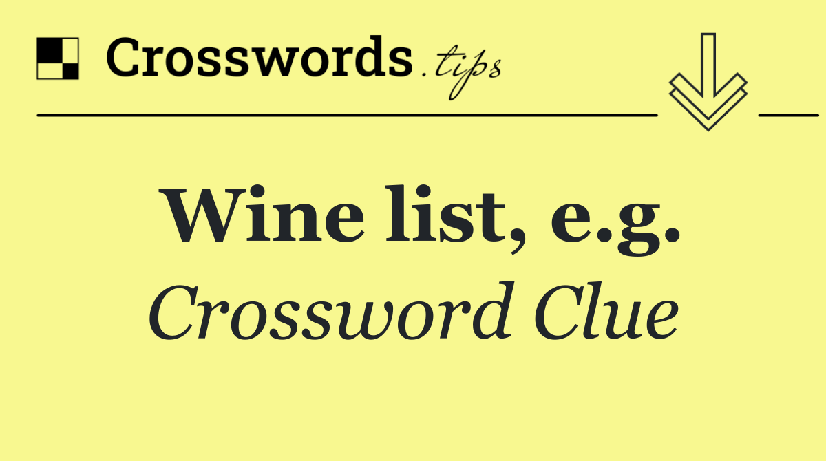 Wine list, e.g.