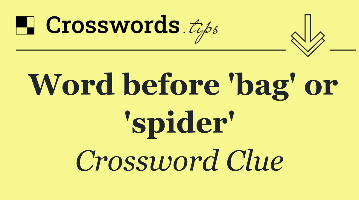 Word before 'bag' or 'spider'