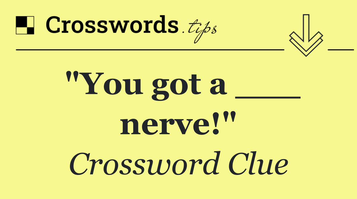 "You got a ___ nerve!"